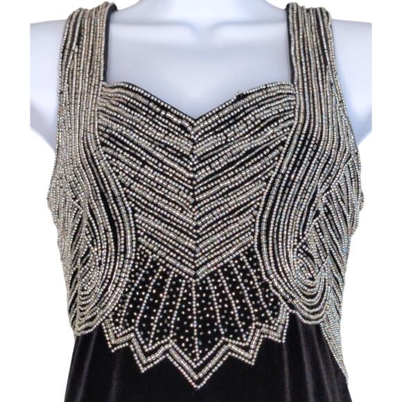 VTG Stenay Velvet Beaded Evening Gown 10 Old Hollywood Glam Formal Maxi Dress - Picture 3 of 6